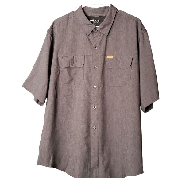 Orvis Dark Gray 2 pocket Short Sleeve Finshing button Down Shirt Size XXL - Picture 1 of 11